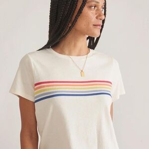 NWT Marine Layer Easy Crop Cream T Shirt with Colorful Stripes XL